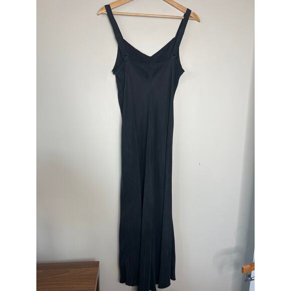 NEW J. Crew Gwyneth V-neck Slip Cupro Adjustable Strap Midi Dress Black Size: 10 - Picture 6 of 7